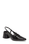 Jeffrey Campbell Ferway Slingback Loafer Pump In Black Croco Patent