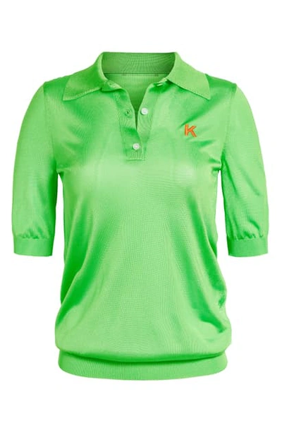 Kwaidan Editions Knit Polo Shirt In Neon Green