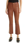 Frame Le Crop Mini Boot Leather Pants In Tobacco
