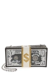 Judith Leiber Stack Of Cash Billion Crystal Embellished Clutch In Silver Jet Multi