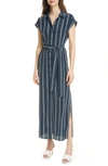 CLUB MONACO DANIELLE STRIPE SILK MAXI SHIRTDRESS,295810465001