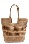 Topshop Rio Braided Handle Woven Tote In Nude