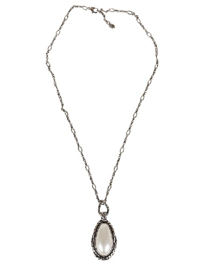 Alexander Mcqueen Glass Charm Necklace In Silver