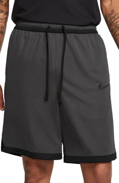 Nike Men's Elite Dri-fit Basketball Shorts In Dark Smoke Grey/ Black/ Black