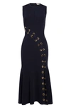 ALEXANDER MCQUEEN GROMMET RIB MIDI SWEATER DRESS,622732Q1AOA