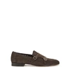 SANTONI BROWN SUEDE MONK-STRAP SHOES,3838752