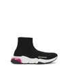 Balenciaga Speed Lt Clear Sole Sneakers In Black Pink