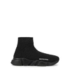 Balenciaga Speed Logo-embroidered Metallic Stretch-knit High-top Sneakers In Black