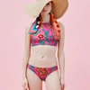 La Doublej Swim Halter In Dragon Flower Fucsia