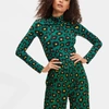 La Doublej X Mantero Flower Leopard Turtleneck Top In Flower Leopard Verde