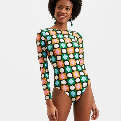 La Doublej Long-sleeved Lucky Charm-print Surf Swimsuit In Lucky Charms