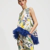 La Doublej La Scala Printed Feather-trimmed Cotton-blend Top In Botanical