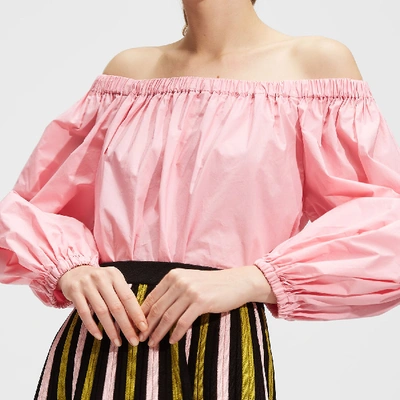 La Doublej Paloma Off-the-shoulder Shirt In Rosa