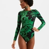 La Doublej Two-tone Printed Surf Swimsuit In Marea Verde