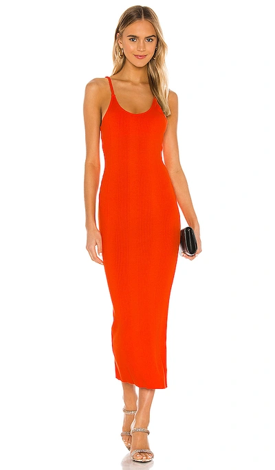 The Range Division Rib Banded Midi Dress In Lava