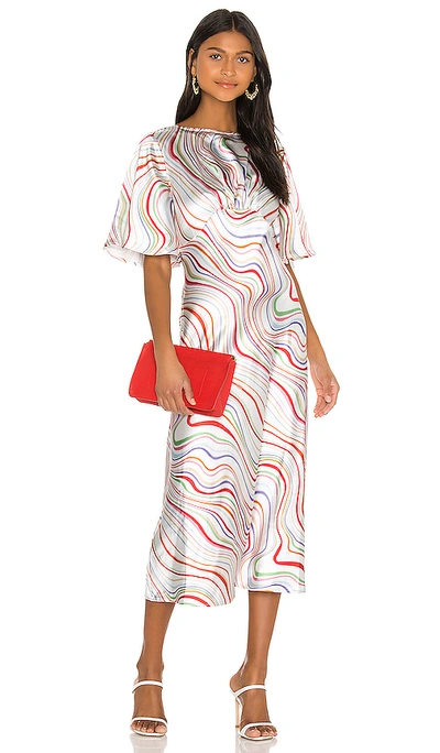 C/meo Collective My Way Short Sleeve Dress In Ivory Rainbow