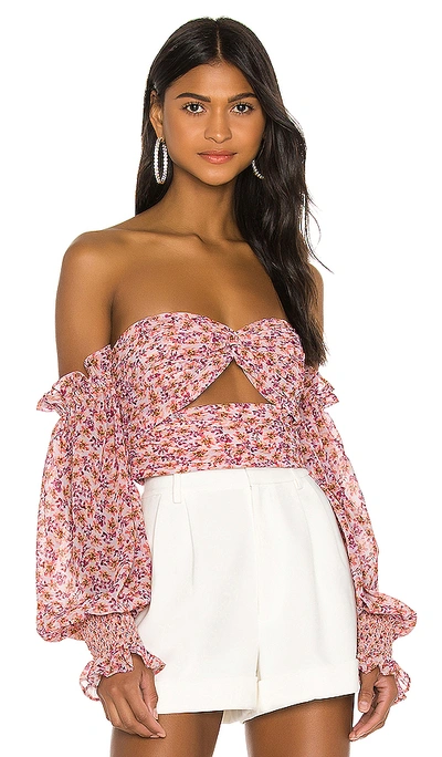 Amur Women's Hilda Off-the-shoulder Top In Orchid Hush Ditsy Rosa