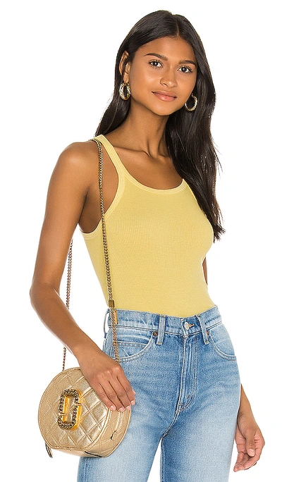 Re/done Ribbed Racerback Tank In Lemon