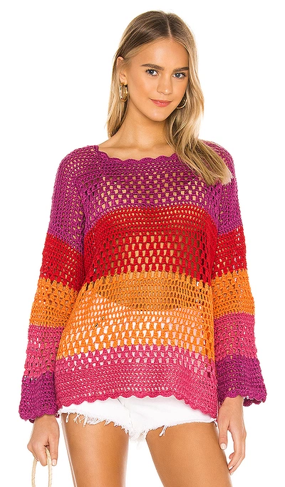 Show Me Your Mumu Paula Sweater In Rainbow Stripe