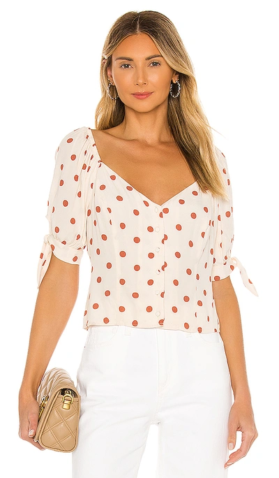 1.state Polka Dot Tie Sleeve Blouse In Amber Rose