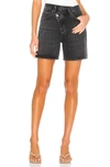 Agolde Black Denim Criss Cross Upsized Shorts In Photogram
