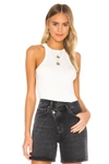 Agolde Rianne Thong Bodysuit White Xl In White