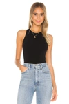 Commando Essential Cotton Muscle Thong Bodysuit In Black
