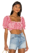 Montce Swim Marcela Bikini Top In Red Gingham