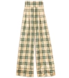 ROSIE ASSOULIN Corset Waist Trousers in Beige Green Plaid