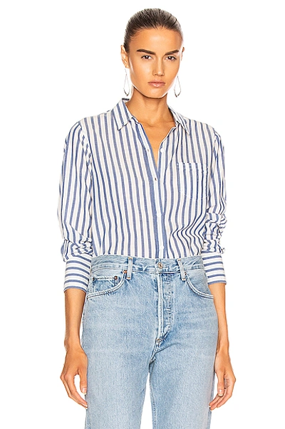 Nili Lotan Nl Stripe Shirt In Blue/ White Stripe