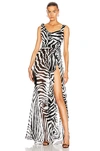 Dolce & Gabbana Wrap-effect Zebra-print Chiffon Maxi Dress In Zebra