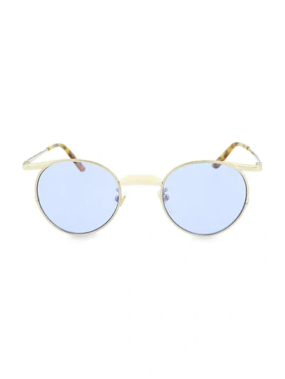 Gucci 47mm Round Sunglasses In Gold Blue