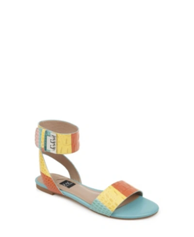 Zac Posen Vermont Croc Embossed Ankle Strap Sandal In Rainbow