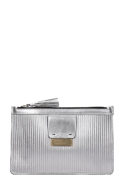 Visone Kim Clutch In Silver Leather