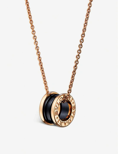 Bvlgari B.zero1 Pendant Necklace In Pink Gold And Matte Black Ceramic