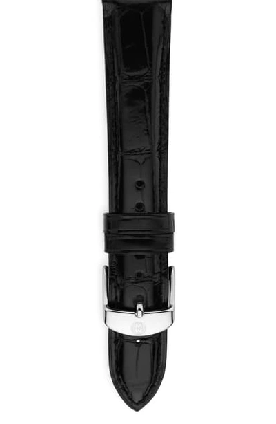 Michele 18mm Alligator Watch Strap In Black