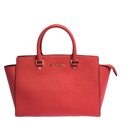 Pre-owned Michael Kors Michael  Red Leather Large Selma Satchel