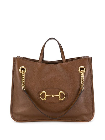 Gucci Horsebit Leather Shoulder Bag In Brown
