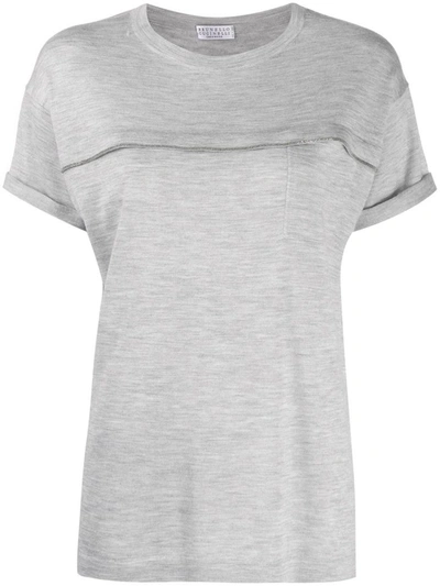 Brunello Cucinelli Womens Grey Cashmere T-shirt