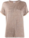 BRUNELLO CUCINELLI BRUNELLO CUCINELLI WOMEN'S BROWN COTTON T-SHIRT,M74767610CE449 L