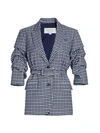 MICHAEL KORS WOMEN'S CRUSHED-SLEEVE FITTED PLAID BLAZER,0400012273331