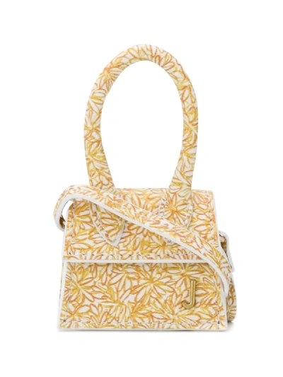 Jacquemus Orange Floral Print Le Grande Chiquito Handbag In Yellow