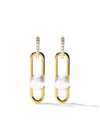 TASAKI 18KT YELLOW GOLD FINE LINKS COLLECTION LINE AKOYA PEARL AND DIAMOND EARRINGS