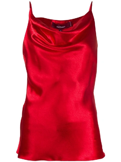 Sies Marjan Satin Cowl-neck Waistcoat In Red