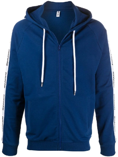 Moschino Logo Sleeve Hoodie In Blue