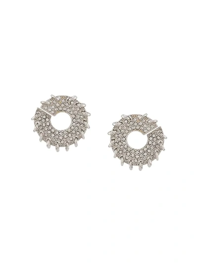 Chloé Crystal Embellished Round Earrings In Silver