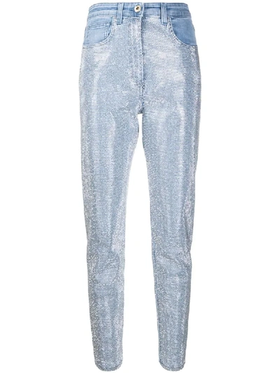 Blumarine Studded Denim Jeans In Blue