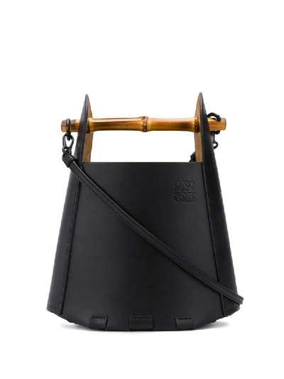 Loewe Black Bamboo-handle Leather Bucket Bag