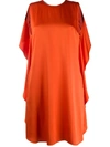 Stella Mccartney Draped-ruffle Sleeveless Shift-dress In Orange