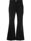 Incotex Cropped Flared-leg Trousers In Black